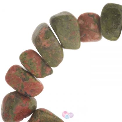 Полускъпоценни камъни - мънисто от унакит 6-10х8х12мм (10см)