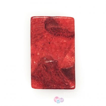 Органични камъни - Правоъгълно мънисто от червен гъбест корал 13x23мм (4бр) 