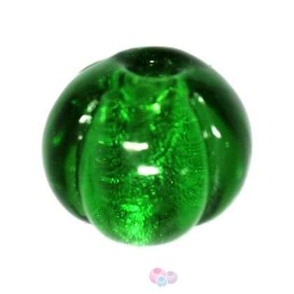 Наситено зелено кръгло фолирано мънисто10мм (1бр) 