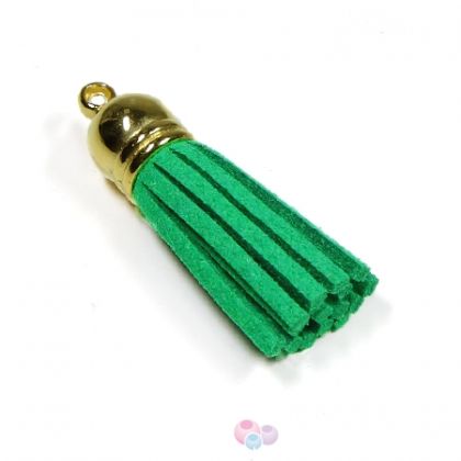 Декоративен велурен пискюл с метално капаче, зелен, 36мм (1бр)