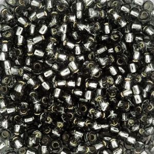 Тохо мъниста 2мм черен диамант със сребърен кант (10г) 