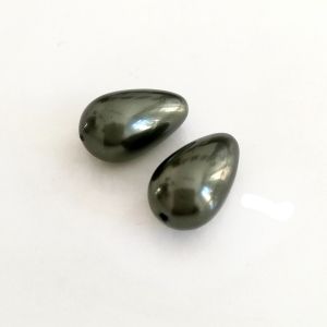 Капковидна седефена перла - дълбокозелена 18х10 мм (2бр)
