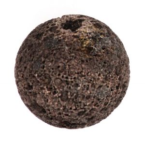 Органични камъни - Кръгло мънисто черна вулканична лава 14мм (4бр)