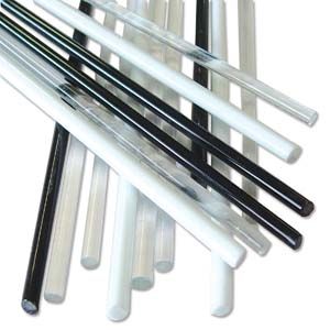Комплект стъклени пръчки за изработка на мъниста Lampwork - черно, бяло и прозрачно (1бр)