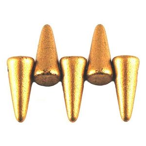 Чешки мъниста - Spike, злато Aztec 4х10мм (10бр)