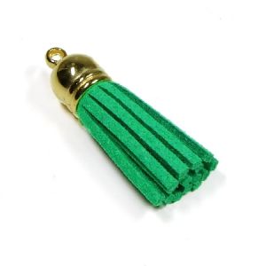 Декоративен велурен пискюл с метално капаче, зелен, 36мм (1бр)