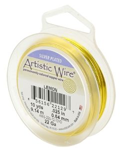 Посребрена цветна гъвкава тел Artistic Wire, цвят лимон 20G (1бр) 
