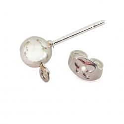 Посребрени обици с винтчета 17 х 8.5мм (2бр)