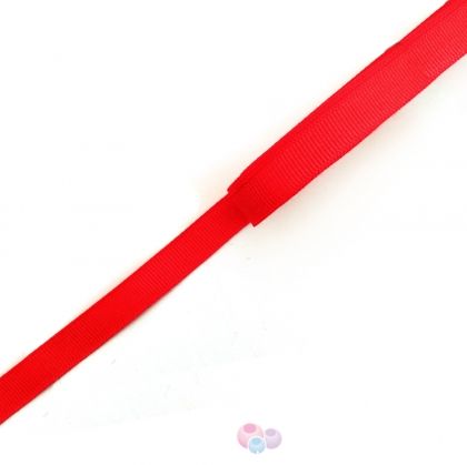 Текстилна панделка, рипс,  цвят червен, 10mm (1м)