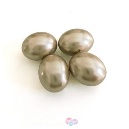 Овална седефена перла - бадемов прашец 12х15 мм (4бр)