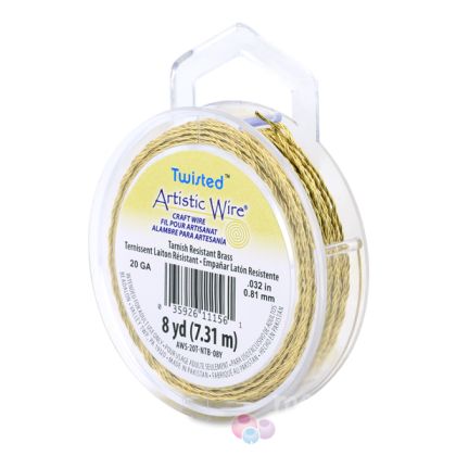 Златна гъвкава тел Artistic Wire с усукан профил 20G (1бр) 