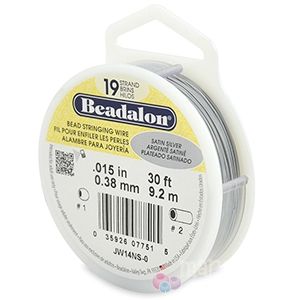 Сребриста сатенена тел за низане 19 нишки 0,38мм (1бр)