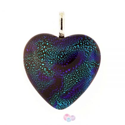 Висулка сърце Dichroic, лазурносиня, 20х30 мм 