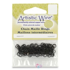 Черни халкички от Artistic Wire за Chain Maille 18G, 5.56мм (110бр) 