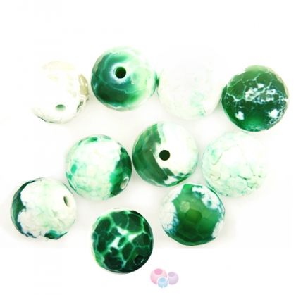 Полускъпоценни камъни - кръгло фасетирано мънисто от зелен ахат микс 8мм (10бр)