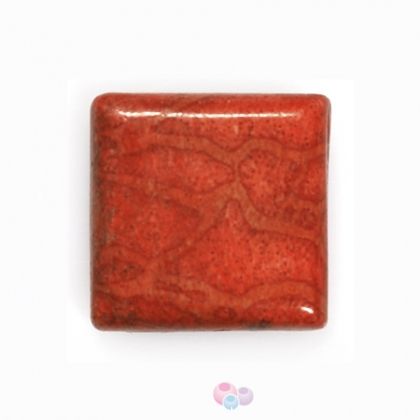 Органични камъни - Квадратно полирано мънисто от червен гъбест корал 21x21мм (2бр) 