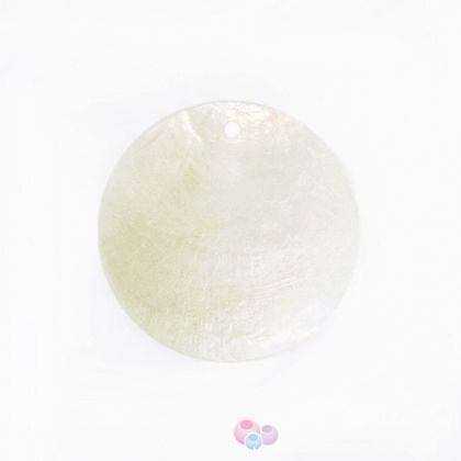 Седефено мънисто кръгъл флейк - натурално 20мм (2бр) 