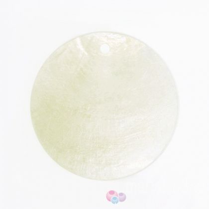 Седефено мънисто кръгъл флейк - натурално 30мм (2бр) 