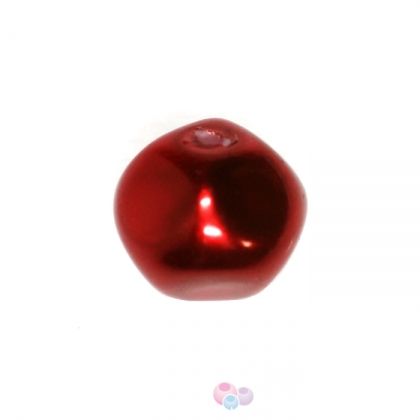 Глазирано мънисто с перлен ефект - тъмно червено 8мм (10бр)