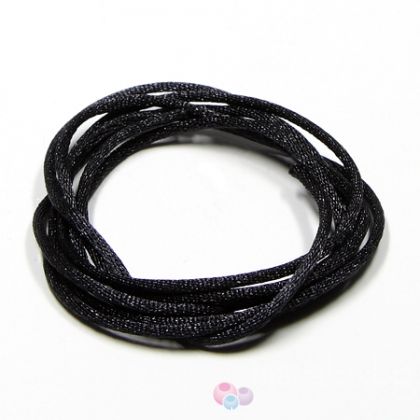 Луксозен сатенен шнур Griffin - черен, 1,5mm (1м)