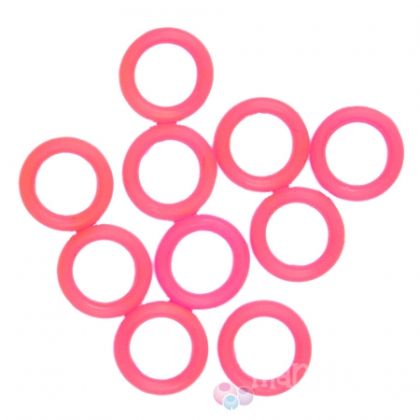 Силиконови пръстенчета за плетене - розов, 12мм (10бр)