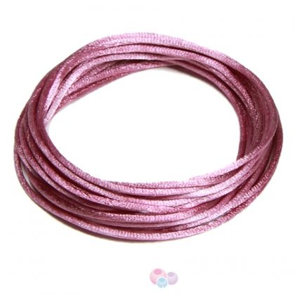 Луксозен сатенен шнур Griffin - тъмно розов, 1mm (1м)
