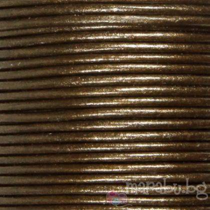 Кожен шнур металик - бронз 2мм ( 1м)