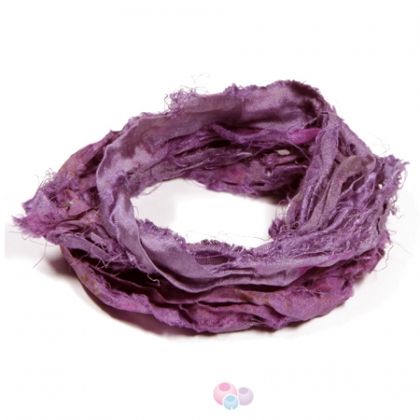 Лента от естествена коприна сари, цвят  кралско лилаво (1м)