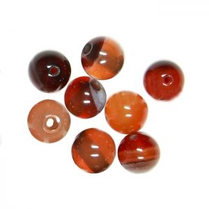 Полускъпоценни камъни - кръгло мънисто от червен сардоникс 8мм (10бр)