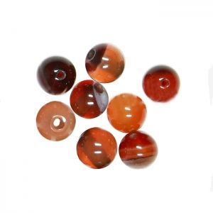 Полускъпоценни камъни - кръгло мънисто от червен сардоникс 6мм (12бр) 