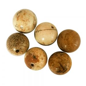 Полускъпоценни камъни - кръгло мънисто от пейзажен яспис 12мм (6бр)
