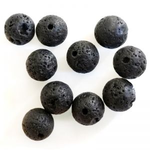 Органични камъни - Кръгло мънисто черна вулканична лава 8мм (10бр)