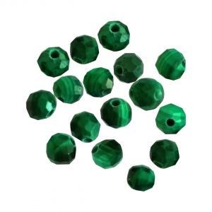 Клас А+ - кръгло фасетирано мънисто от зелен малахит 3мм (20бр)
