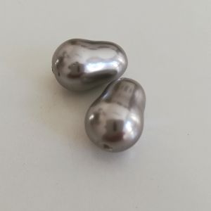 Крушовидна седефена перла - сребърен прашец 18х12 мм (2бр)