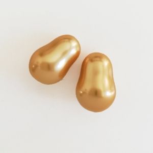 Крушовидна седефена перла - златна 18х12 мм (2бр)