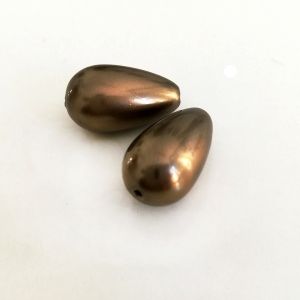 Капковидна седефена перла - състарен месинг 18х10 мм (2бр)