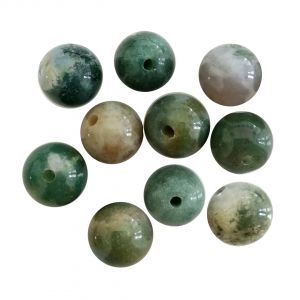 Полускъпоценни камъни - кръгло мънисто от мъхов ахат 8мм (10бр)