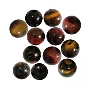 Полускъпоценни камъни - кръгло мънисто от тигрово, соколово и котешко око 6 мм (12бр)