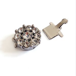 Декоративна метална закопчалка с кристали, цвете 20x15мм (1бр)