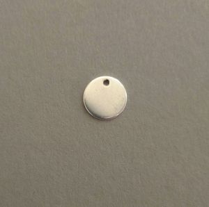Сребърна плочка кръгла с един отвор, проба 925, 9 мм (1бр)