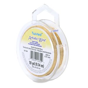 Златна гъвкава тел Artistic Wire с усукан профил 24G (1бр) 