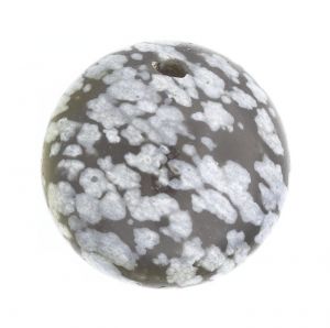 Полускъпоценни камъни - кръгло мънисто от снежинков обсидиан 12 мм (6бр)