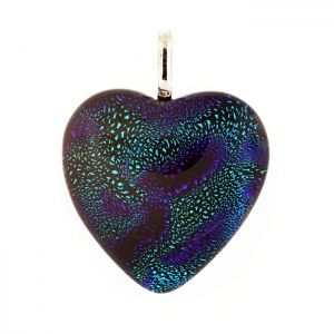 Висулка сърце Dichroic, лазурносиня, 20х30 мм 