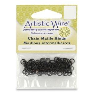 Черни халкички от Artistic Wire за Chain Maille 18G, 3.57мм (160бр) 