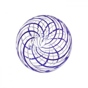 Кухо кръгло преплеснато мънисто прозрачно на бели и сини вълни 12мм (1бр) 