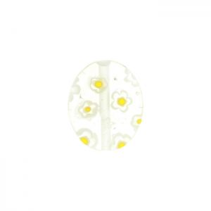 Прозрачно овално мънисто с жълт мотив цвете 10х12мм (10бр) 