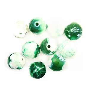 Полускъпоценни камъни - кръгло фасетирано мънисто от зелен ахат микс 6мм (12бр)