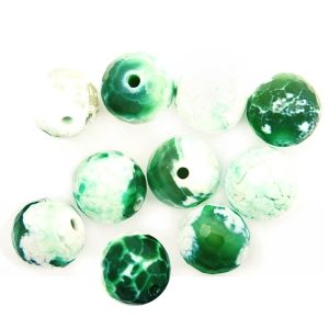 Полускъпоценни камъни - кръгло фасетирано мънисто от зелен ахат микс 8мм (10бр)