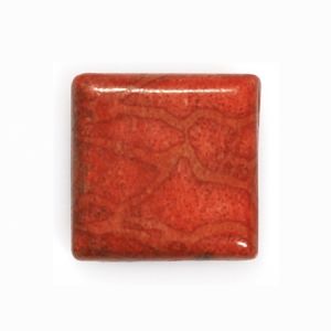 Органични камъни - Квадратно полирано мънисто от червен гъбест корал 21x21мм (2бр) 