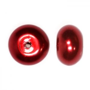 Глазирано мънисто с перлен ефект - тъмно червено 6х8мм (10бр)